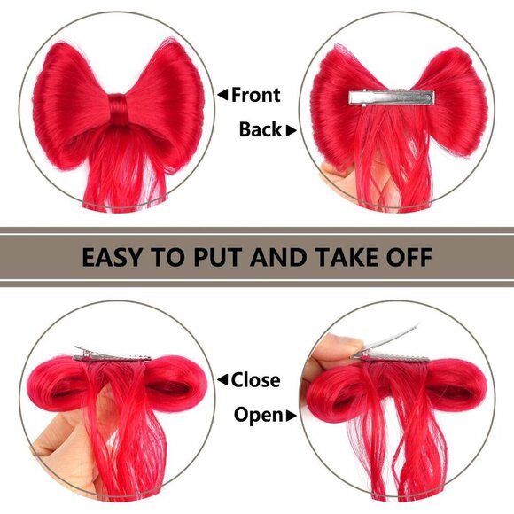 Ponytail Wig Red Bowknot Hair Extension 14 Inch 2 Pack for Party Style main image 5